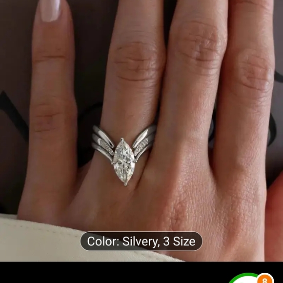 Source Unknown Silver Marquise Ring - Picture 3 of 7